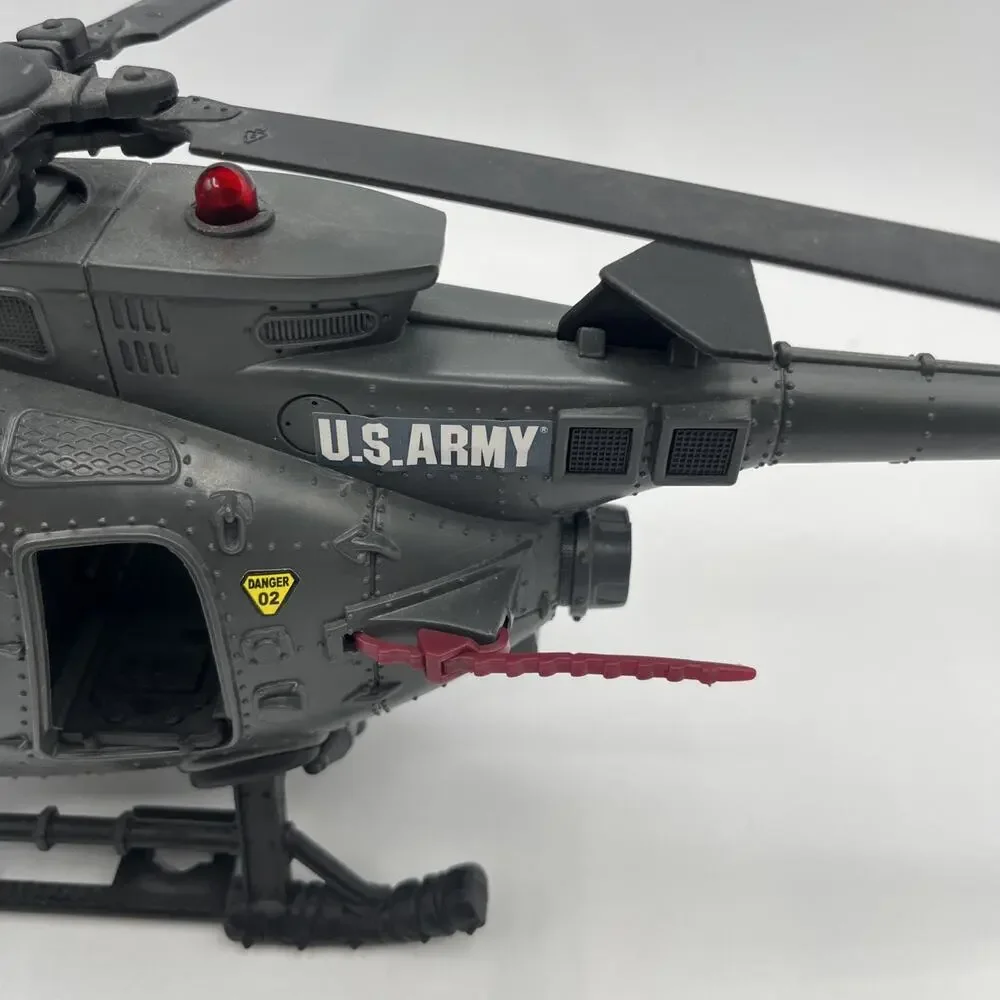 US Army Military Toy Helicopter Gray Blue Black w/ Blue Canopy Adjustable Blades